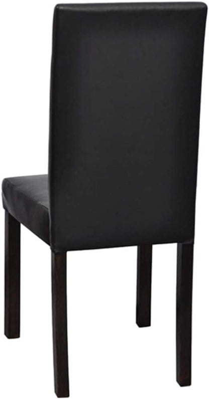 Dining Chairs Set of 4 Matte Black Wood Frame Faux Leather Seat 16 in Depth 37 in Leg Height Modern Accent Chairs for Kitchen Dining Room Living Room