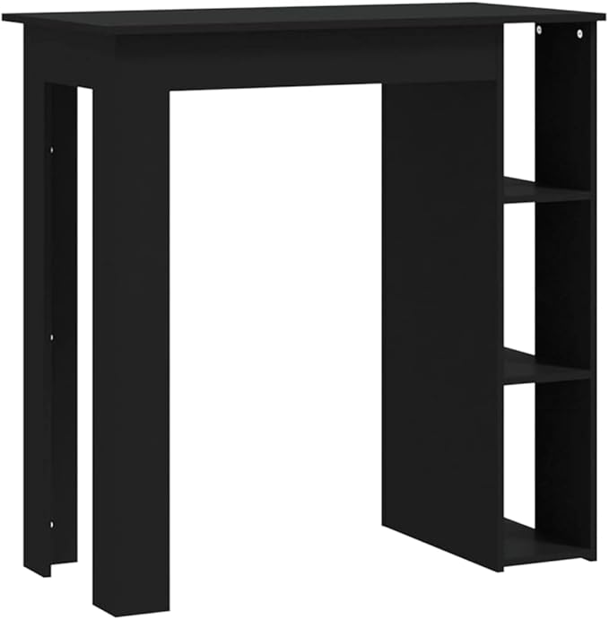Black Engineered Wood Rectangular Bar Table, 40.7-Inch Tall, Perfect for Dining Room Kitchen Island Spaces