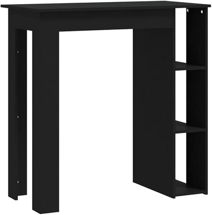 Modern Bar Table Black Engineered Wood Counter Height Dining Table with Storage 40.2x19.7x40.7 Inches for Kitchen Island Small Space