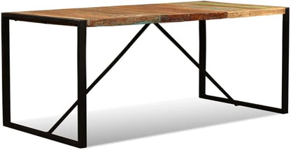 Dining Table Multicolour Reclaimed Wood 70.9 in, Durable Kitchen & Dining Room Tables, Modern Farmhouse Style Dinner Table, for 6 People