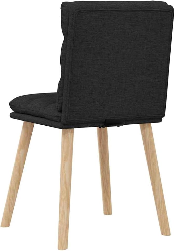Modern Dining Chairs Set of 2 Black Fabric Upholstered Rubber Wood Frame Comfortable Kitchen and Living Room Furniture with Thick Foam Padding
