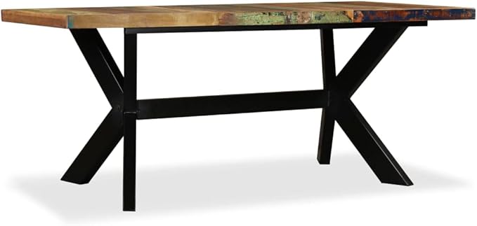 Dining Table Industrial Reclaimed Wood 70.9 x 35.4 x 29.9 in Lacquered Rectangular Mesas de Comedor for Small Spaces Seats 6 Kitchen and Dining Room