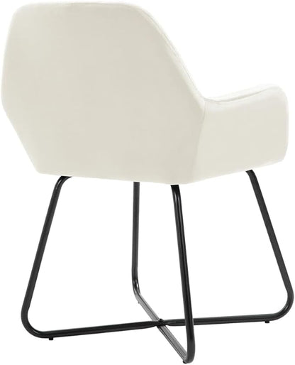 Modern Cream Velvet Dining Chairs Set of 2 with Steel Legs – Comfortable Kitchen and Living Room Furniture for Home Decor, Farmhouse Style Accent Chairs