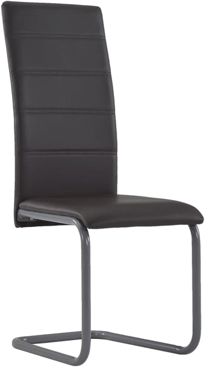 Brown Dining Chairs Set of 2, 20.9x16.1x40.6 cm, Modern Cantilever with Faux Leather & Steel Frame, Lightweight & Easy Clean