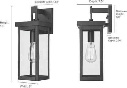 ML Lighting | Barkeley Collection | 42601-PBZ | 16" Modern One Bulb Outdoor Steel Small Wall Sconce | Anti-Rust Powder Coat Bronze with Clear Glass Shade | Exterior Ambient Light for Safety