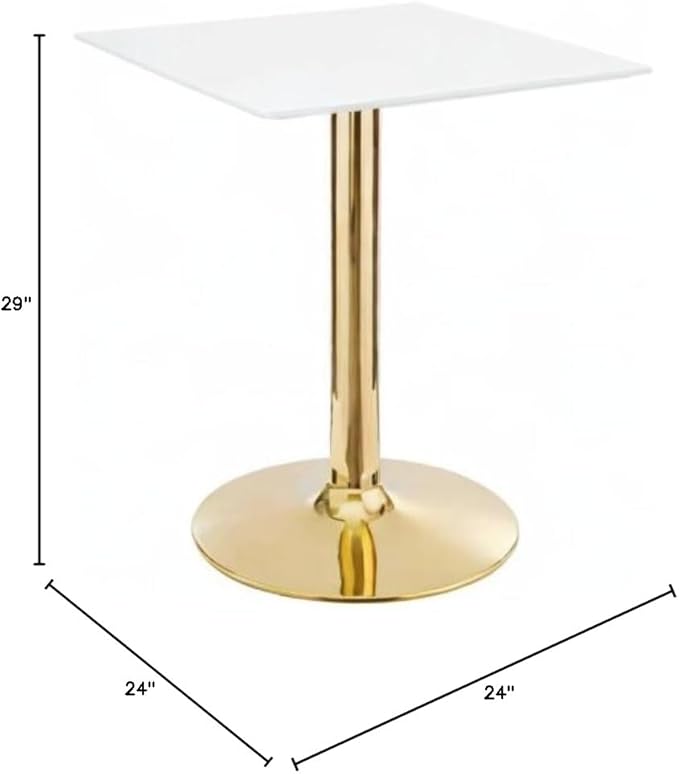Modway Verne Modern Square 24" Dining Table in Gold White