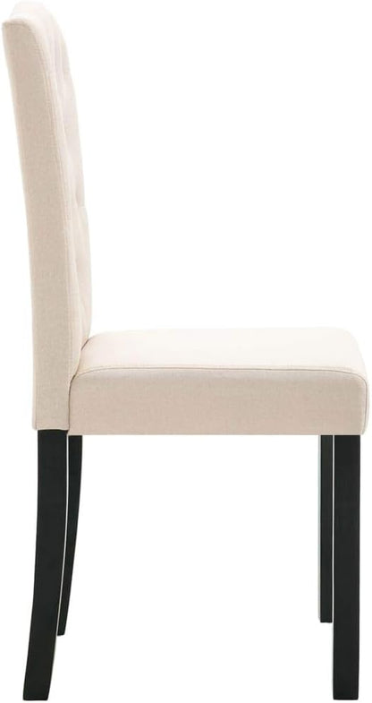 Set of 4 Modern Cream Fabric Dining Chairs with Solid Rubber Wood Frame, Rectangular Design for Dining Room Kitchen Home - Comfortable and Durable Indoor Seating Furniture