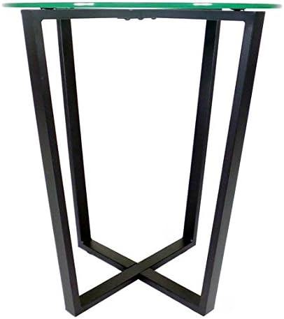 Mango Steam Round Metro Glass End Table/Side Table/for Living Room & Dining Room - Black Top/Black Base