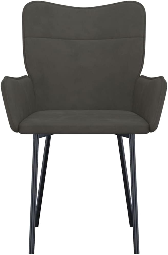 Modern Dining Chairs Set of 2 Dark Grey Velvet Upholstered Ergonomic Chairs with Metal Frame for Kitchen Dining Room and Living Room