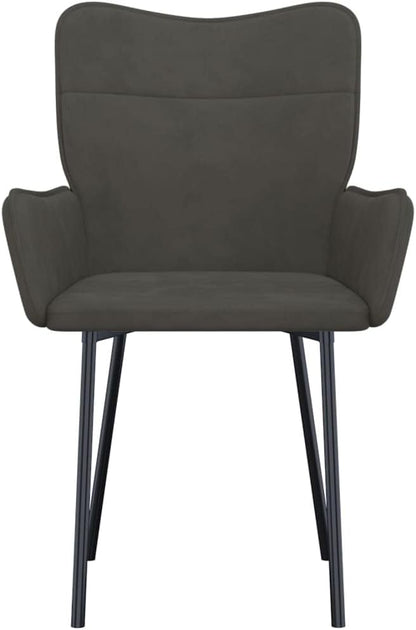 Modern Dining Chairs Set of 2 Dark Grey Velvet Upholstered Ergonomic Chairs with Metal Frame for Kitchen Dining Room and Living Room