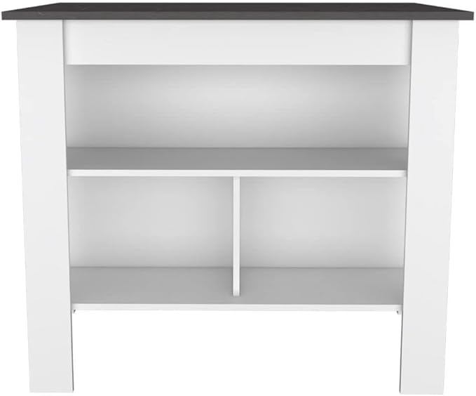 FM FURNITURE Nashville 2 Piece Kitchen Set, Kitchen Island and Pantry Cabinet with 3 Shelves, White/Onyx