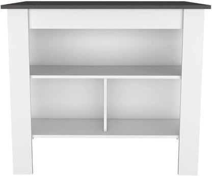 FM FURNITURE Nashville 2 Piece Kitchen Set, Kitchen Island and Pantry Cabinet with 3 Shelves, White/Onyx
