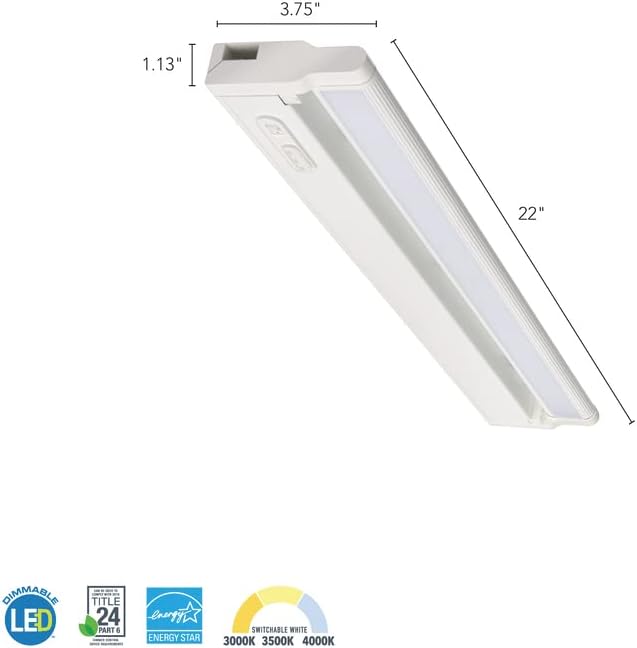 Juno UPLD 22IN SWW4 90CRI WH M6 Swivel LED Undercabinet with 3000K/3500K/4000K CCT, 22 Inch, White