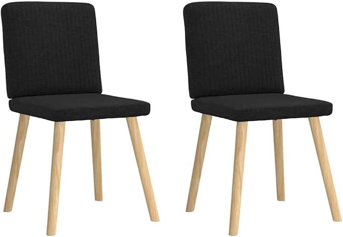 Modern Dining Chairs Set of 2 Black Fabric Upholstered Kitchen Chairs with Metal Wood Frame Comfortable Seating for Dining Room Living Room Bedroom
