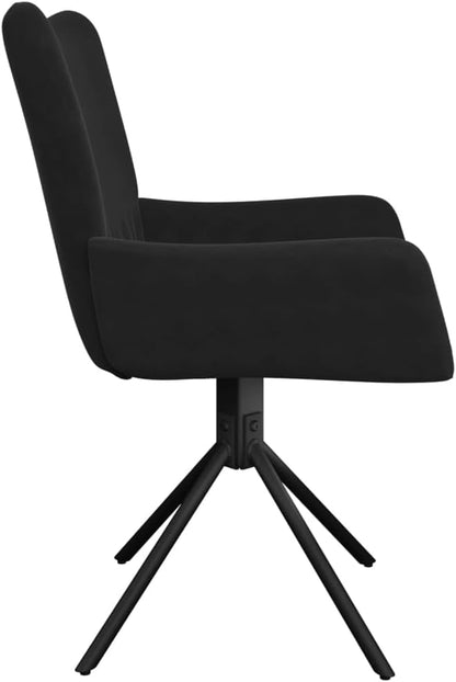 Swivel Dining Chairs Set of 2, Black Velvet Upholstered Modern Accent Chairs with 360 Degree Rotation for Kitchen Island, Dining Room, Home Office - Sturdy Metal Frame & Comfortable Padded Seat