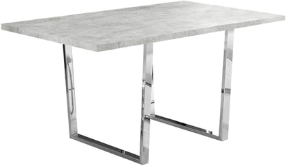 Rectangular Dining Table with Grey Laminate Top and Chrome Metal Legs for Kitchen or Dining Room