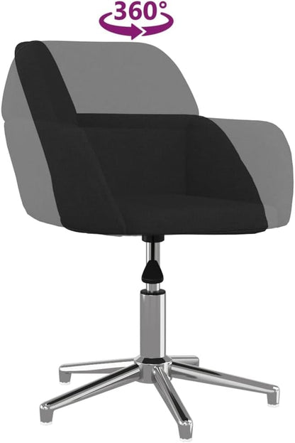 Modern Swivel Dining Chairs 2 PCS Black Fabric Upholstered Accent Chair with 360-Degree Rotation for Kitchen, Living Room, Vanity