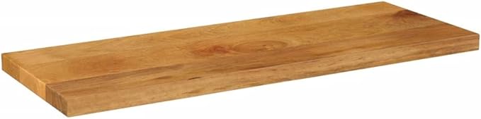 Solid Mango Wood Table Top 80 x 20 in Rectangular Butcher Block Surface Stained Brown Rustic Dining Desk Counter for Kitchen Office Studio