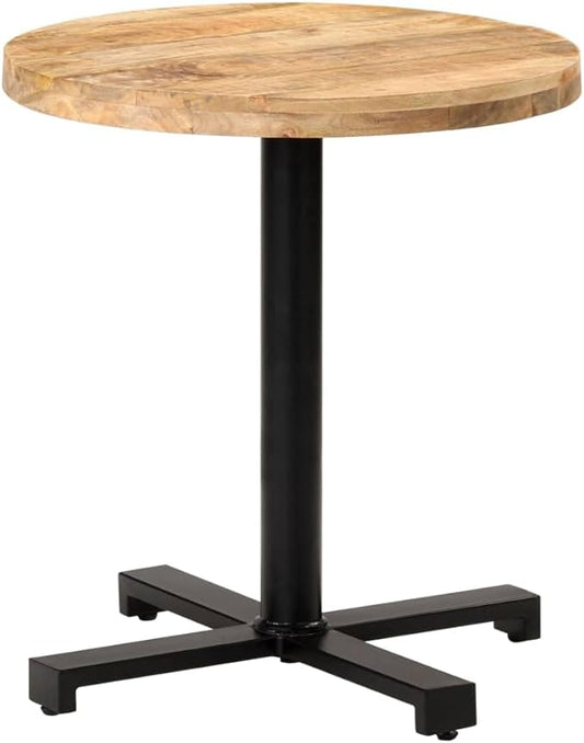 Round Bistro Table 27.6" Counter Height Dining Table with Natural Mango Wood Top and Iron Base for Kitchen Island, Patio, Small Spaces