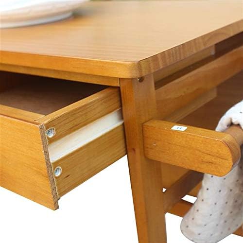 HopeHope Brown Rustic Pine Wood Folding Dining Cart with 2 Stools, Kitchen Island Cart, 2 Drawers, Perfect for Small Spaces