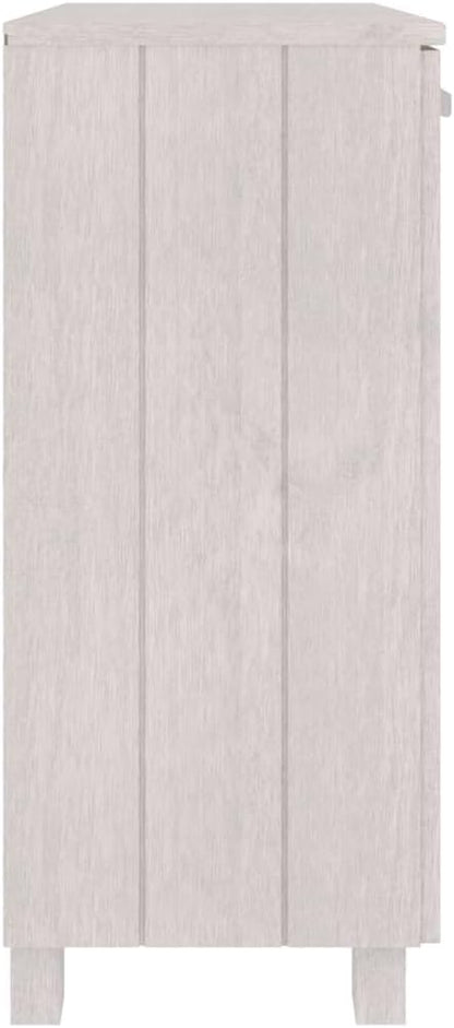 HAMAR White Sideboard, 33.5"x13.8"x31.5" Solid Pine Wood Buffet Cabinet with 2 Doors, Storage for Kitchen & Dining Room, Farmhouse Design Furniture Kitchen Furniture