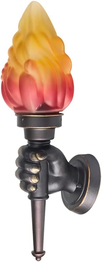 Retro Outdoor Waterproof Wall Lights Fixture Holding Torch Wall Lamp Right Torchbearer Hand Light Glass Lampshade E27 LED Bulb 7W Industrial Style,Bronze,3000K(1Pcs)