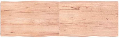 Solid Oak Live Edge Table Top 63x19.7x1.6 in Beige Varnished Wood Countertop for Dining Room Home Office Modern Rustic Design Easy Assembly
