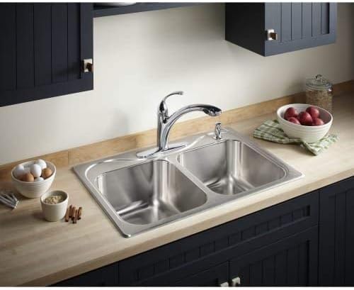Sterling 11850-4-NA Southhaven 33-inch by 22-inch Top-mount Double Equal Bowl Kitchen Sink, Stainless Steel