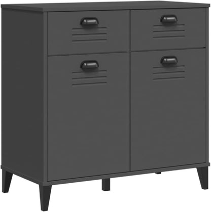 Industrial Sideboard Cabinet 31.5 x 31.5 x 31.5 in Matte Anthracite Engineered Wood Buffet with 2 Drawers for Living Room, Dining Area & Kitchen