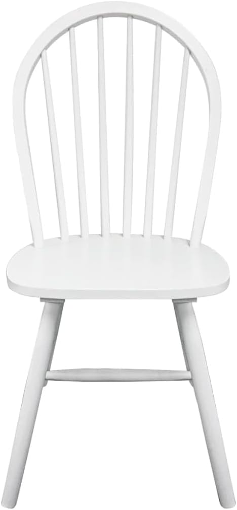 4-Piece White Rubber Wood Dining Chairs Set with Rounded Backrests, Farmhouse Kitchen Chairs for Dining Room and Home Decor