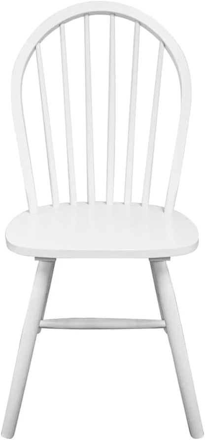 4-Piece White Rubber Wood Dining Chairs Set with Rounded Backrests, Farmhouse Kitchen Chairs for Dining Room and Home Decor