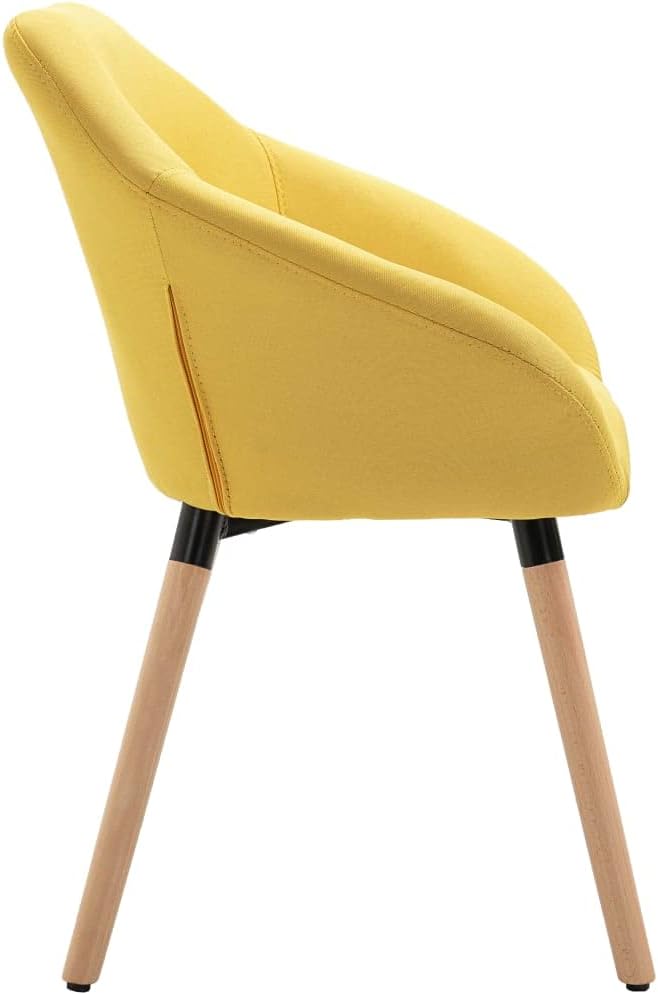 Yellow Dining Chairs Set of 4, Modern Farmhouse Kitchen Chairs with Padded Armrests, Polyester Upholstered Solid Wood Indoor Furniture for Dining Room Kitchen
