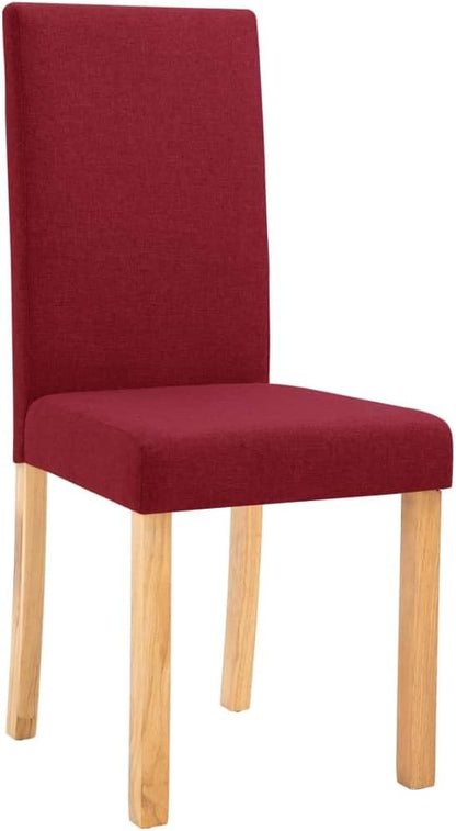 Dining Chairs Set of 4 Wine Red Fabric Rubber Wood Modern Dining Room Chairs for Kitchen Comedor Living Room Furniture