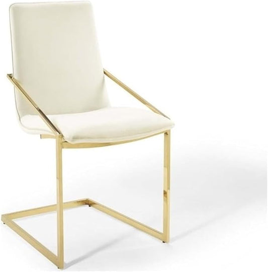 Modway Pitch Performance Velvet Dining Armchair, Gold Ivory