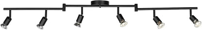 Globe Electric 59693 6-Light Foldable Track Lighting Kit, Matte Black Finish, Adjustable Heads, Bendable Arms, GU10 Base, Dimmable, Modern Industrial Style