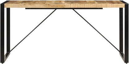 Industrial Solid Mango Wood Dining Table Brown 63 x 31.5 x 29.5 in Powder-Coated Steel Frame Modern Rectangle Kitchen & Dining Room Table for Small Space Seating 6