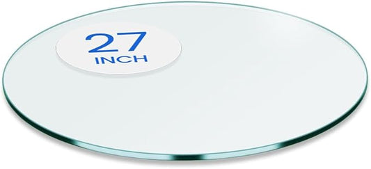 Dulles Glass 27 inch Round Glass Table Top - Tempered - 1/4" Thick Glass Surface, Safe Flat Polished, Multipurpose for Dining Table, Patio, Coffee and End Table
