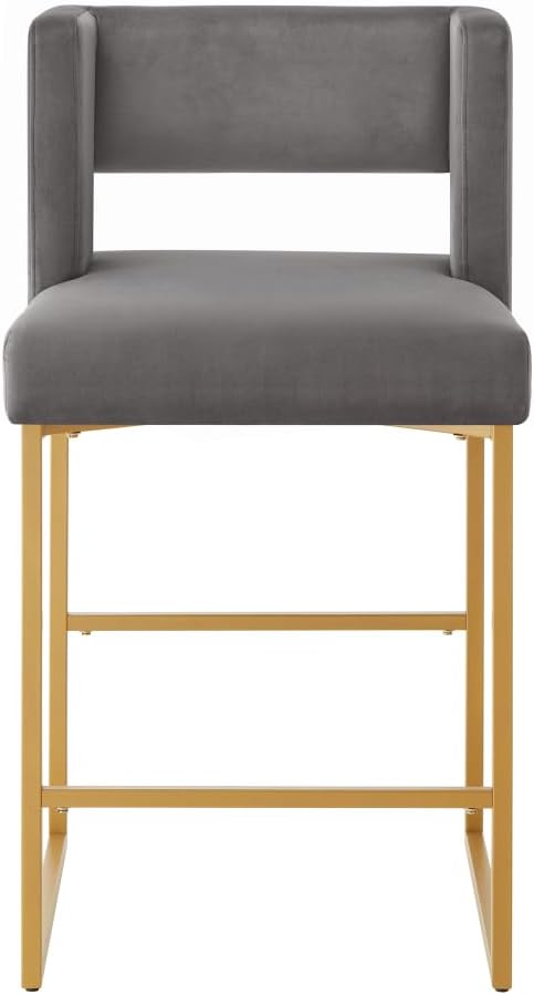 Counter Height Bar Stools with Square Open Backrest and Built-in Footrest, 26 Inch Seat Height for Kitchen Islands and Home Bars