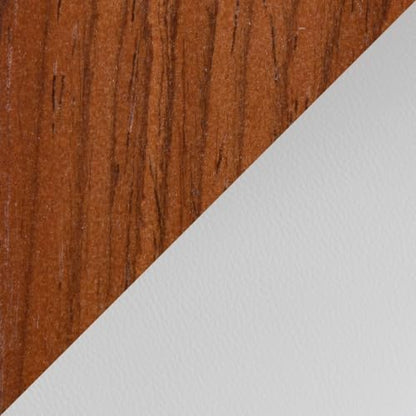 Faux Leather Dining Chairs Set of 2, Kitchen Island Chairs with White Padded Seat and Walnut Bent Wood Legs for Dining Room Living Room Restaurant