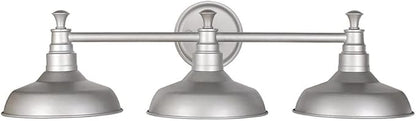 Design House 520312 Kimball Industrial Farmhouse 3-Light Indoor Bathroom Vanity Light with Metal Shades for Over the Mirror, Galvanized Paint