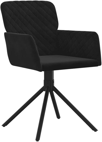 Swivel Dining Chairs Set of 2, Black Velvet Upholstered Modern Accent Chairs with 360 Degree Rotation for Kitchen Island, Bar, Living Room, Ergonomic Comfort and Sturdy Metal Frame