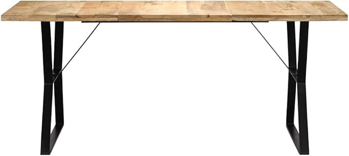 Industrial Solid Mango Wood Dining Table 70.8x35.4x29.9 Inches Sturdy Design for Kitchen and Dining Room Furniture