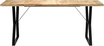 Industrial Solid Mango Wood Dining Table 70.8x35.4x29.9 Inches Sturdy Design for Kitchen and Dining Room Furniture