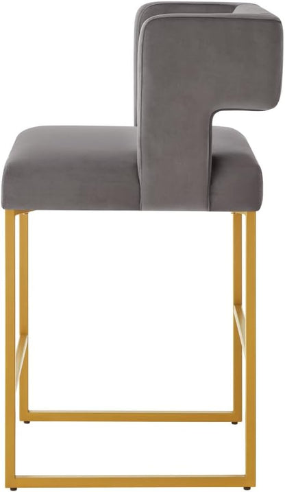 Counter Height Bar Stools with Square Open Backrest and Built-in Footrest, 26 Inch Seat Height for Kitchen Islands and Home Bars