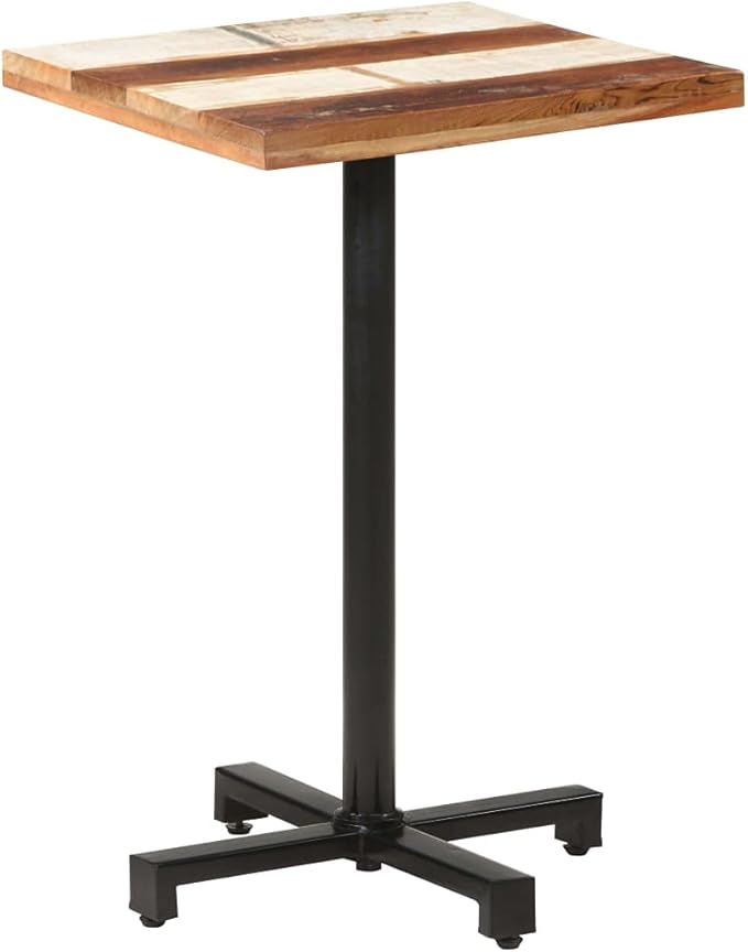 Square Bistro Table 19.7x19.7x29.5 Inch Solid Reclaimed Wood Counter Height Kitchen Island Table for Small Spaces Indoor Outdoor Use