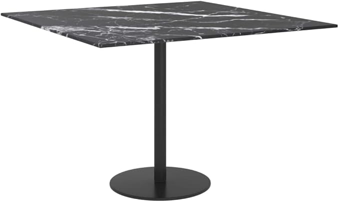23 6 x 23 6 inch Tempered Glass Table Top Black Marble Square Coffee Countertop Sturdy Replacement for Living Room Dining Office