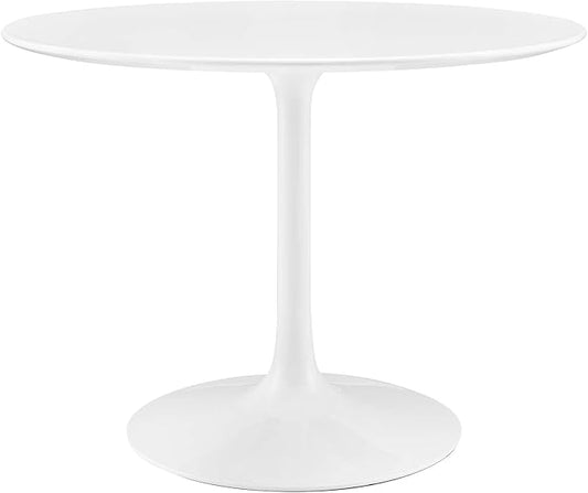 Modway Lippa Round 40" Mid-Century Modern Dining Table in White