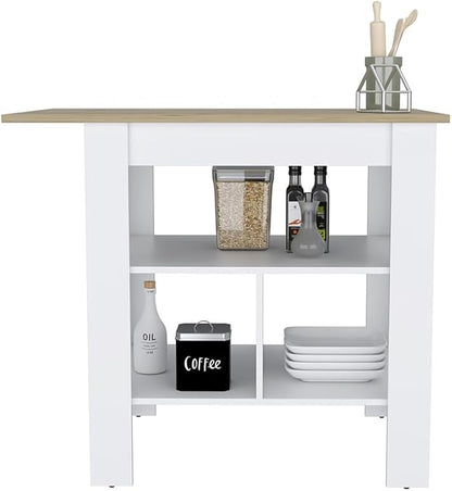 Kitchen Island Kitchen Table 35" H with 3 Open Shelves Large Robust Top Surface Sleek Sophisticated Design for Extra Counter Space Practical