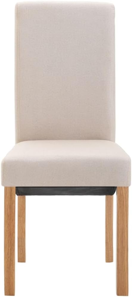 Modern 4-Piece Cream Fabric Dining Chairs Set with Wood Frame Ergonomic Design Rectangular Shape for Kitchen Dining Room and Living Room
