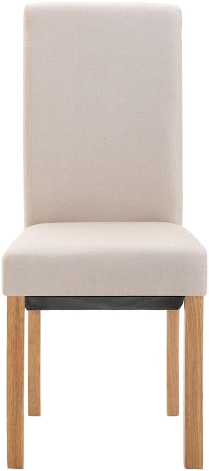 Modern Dining Chairs Set of 4 Cream Fabric Upholstered Wood Frame Ergonomic Design for Dining Room Kitchen and Living Room